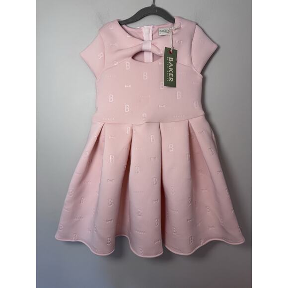 Baker by Ted Baker Pleated Scuba Dress Pink Girls Sz 8 $87 NWT - Picture 9 of 16